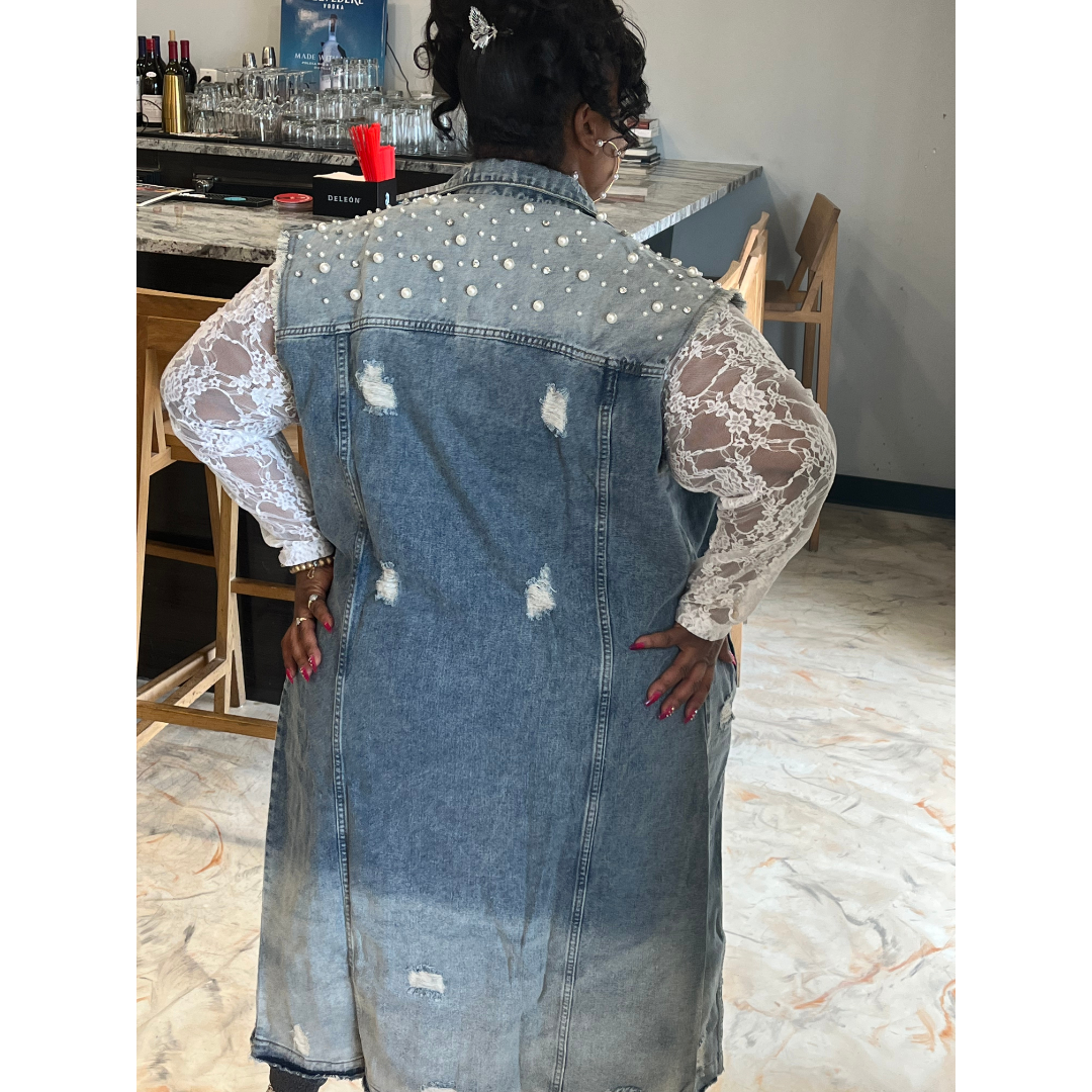 Sasha Denim Pearl Duster (Plus Size)