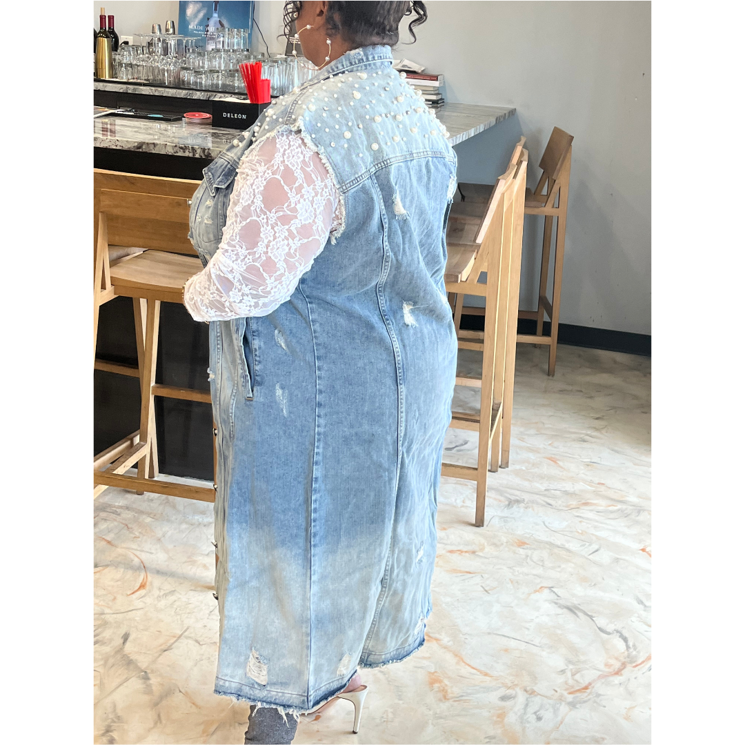 Sasha Denim Pearl Duster (Plus Size)